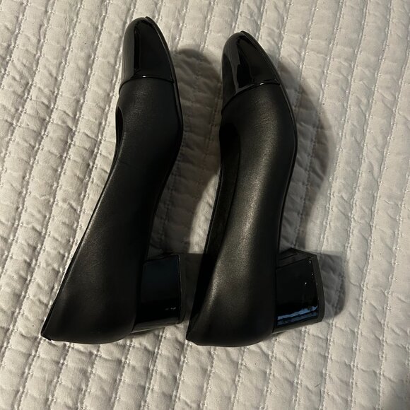 Clarks Marilyn Sara Pumps Women's Size 8 Leather Cap Toe Patent Block Heel Black - Picture 4 of 9